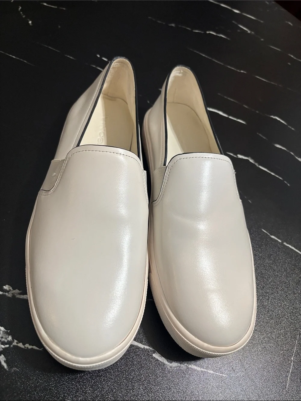 Vince Cream Leather Slip-On Loafers